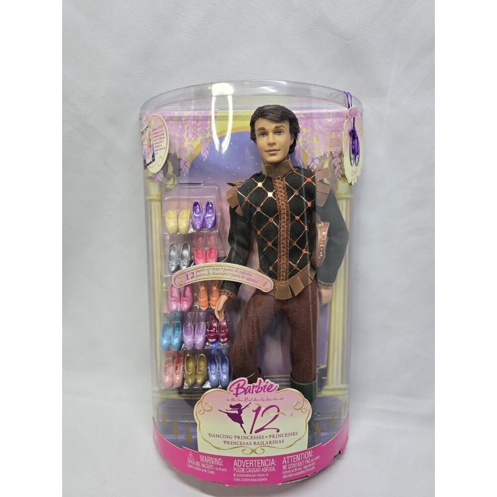 Mattel Barbie 12 Dancing Princesses Derek Doll #J8891 2006 12 Pairs of Shoes-NEW